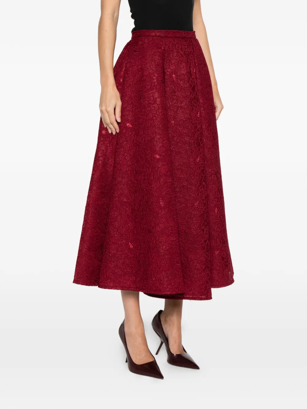 Miau By Clara Rotescu Thais Midi Skirt In Burgundy