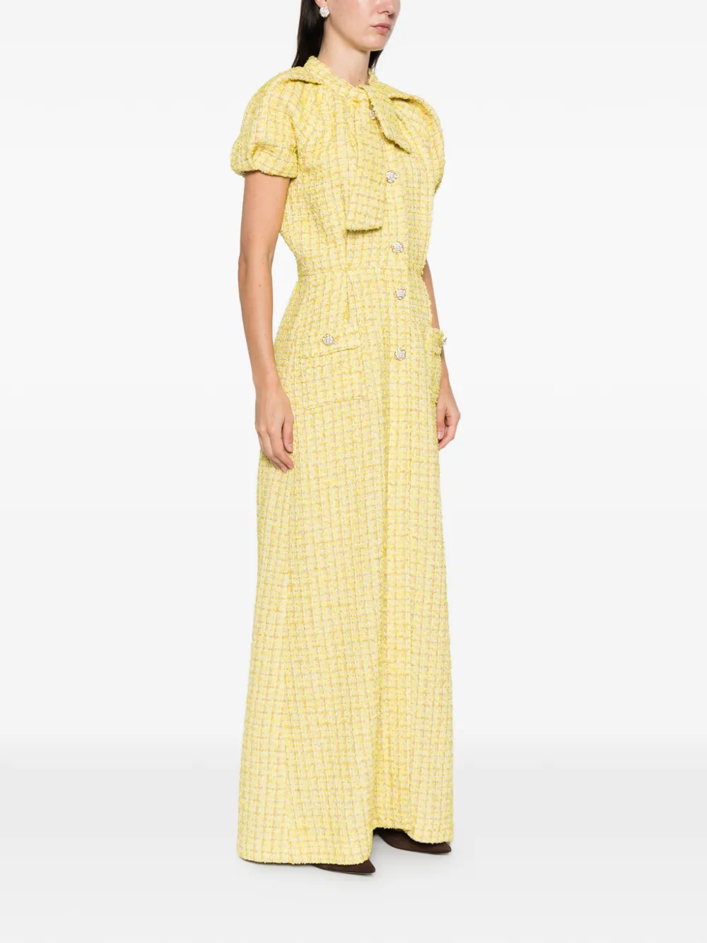 Miau By Clara Rotescu Sundari Short-sleeve Maxi Dress In Yellow
