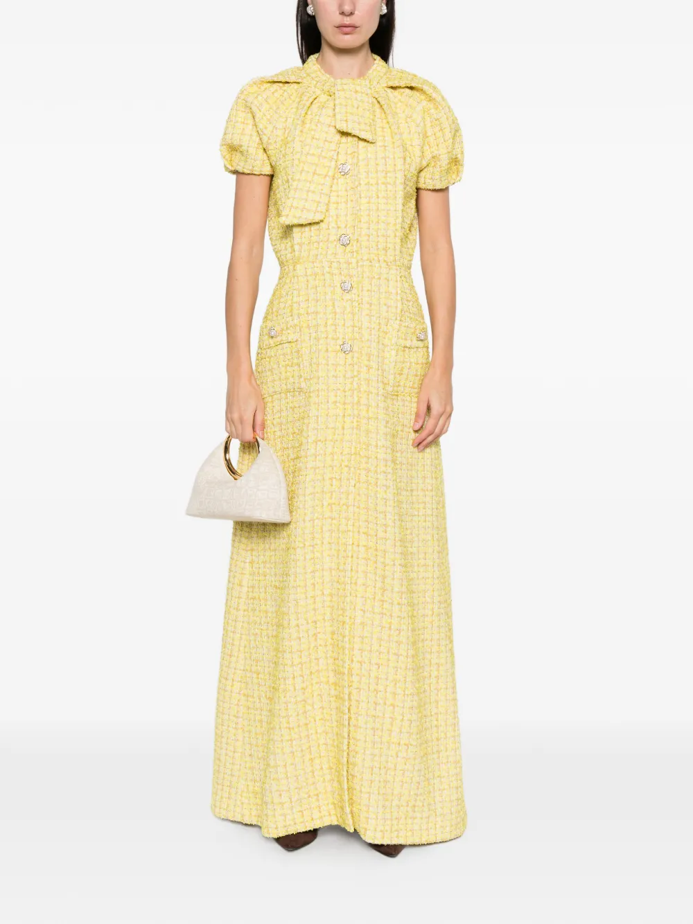 Miau By Clara Rotescu Sundari Short-sleeve Maxi Dress In Yellow