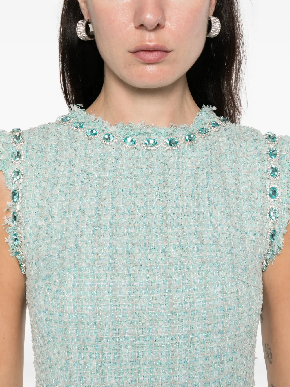 Miau By Clara Rotescu Azucena Embellished-collar Midi Dress In Blue