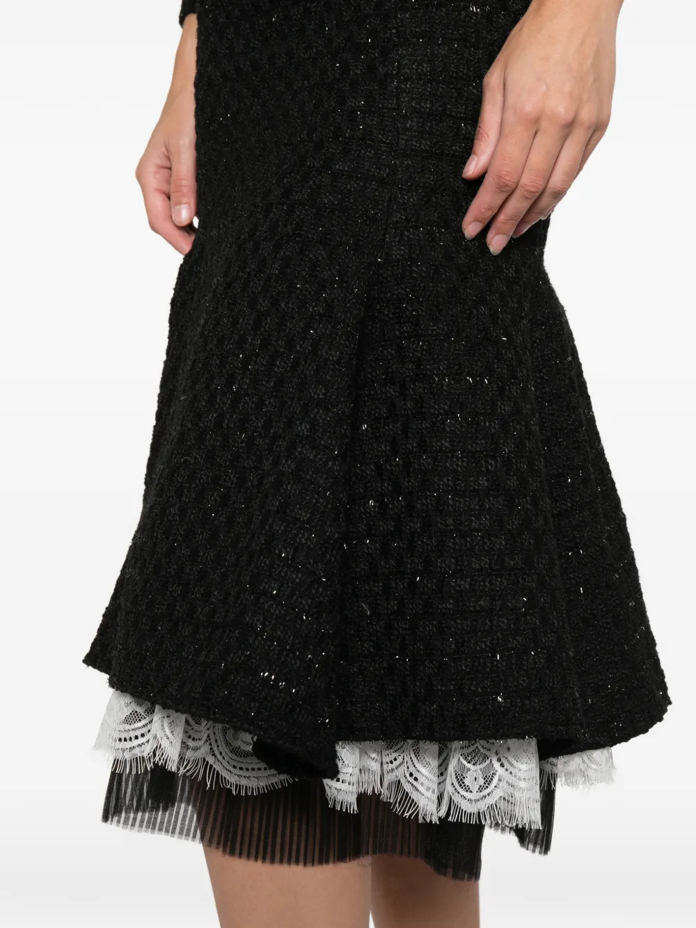 Miau By Clara Rotescu Zion Lace-trim Midi Skirt In Black