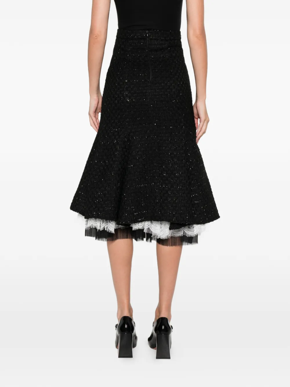 Miau By Clara Rotescu Zion Lace-trim Midi Skirt In Black