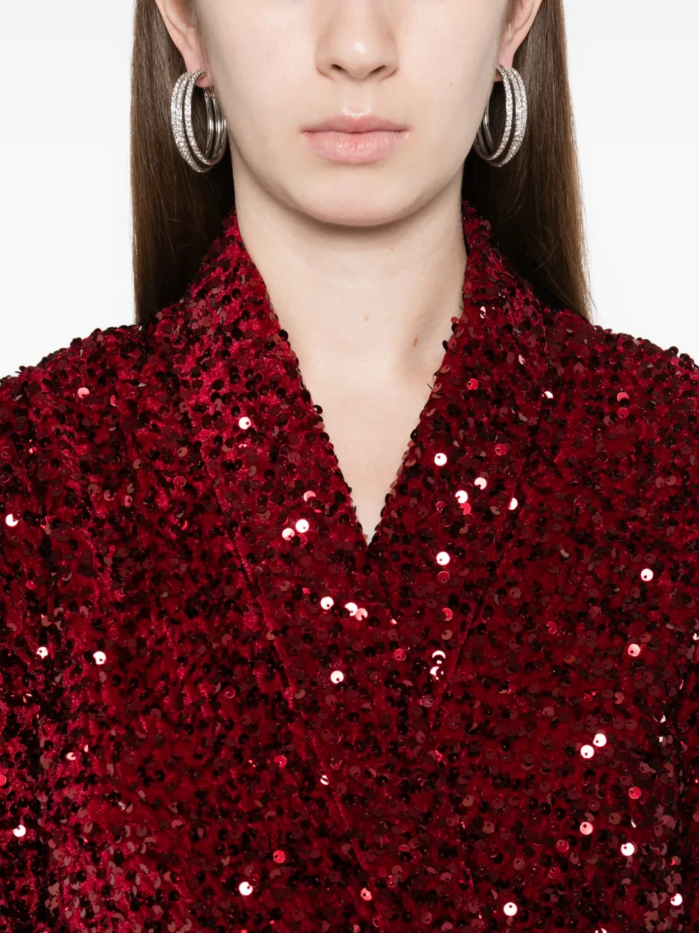 Miau By Clara Rotescu Sequin Tie Dress In Burgundy