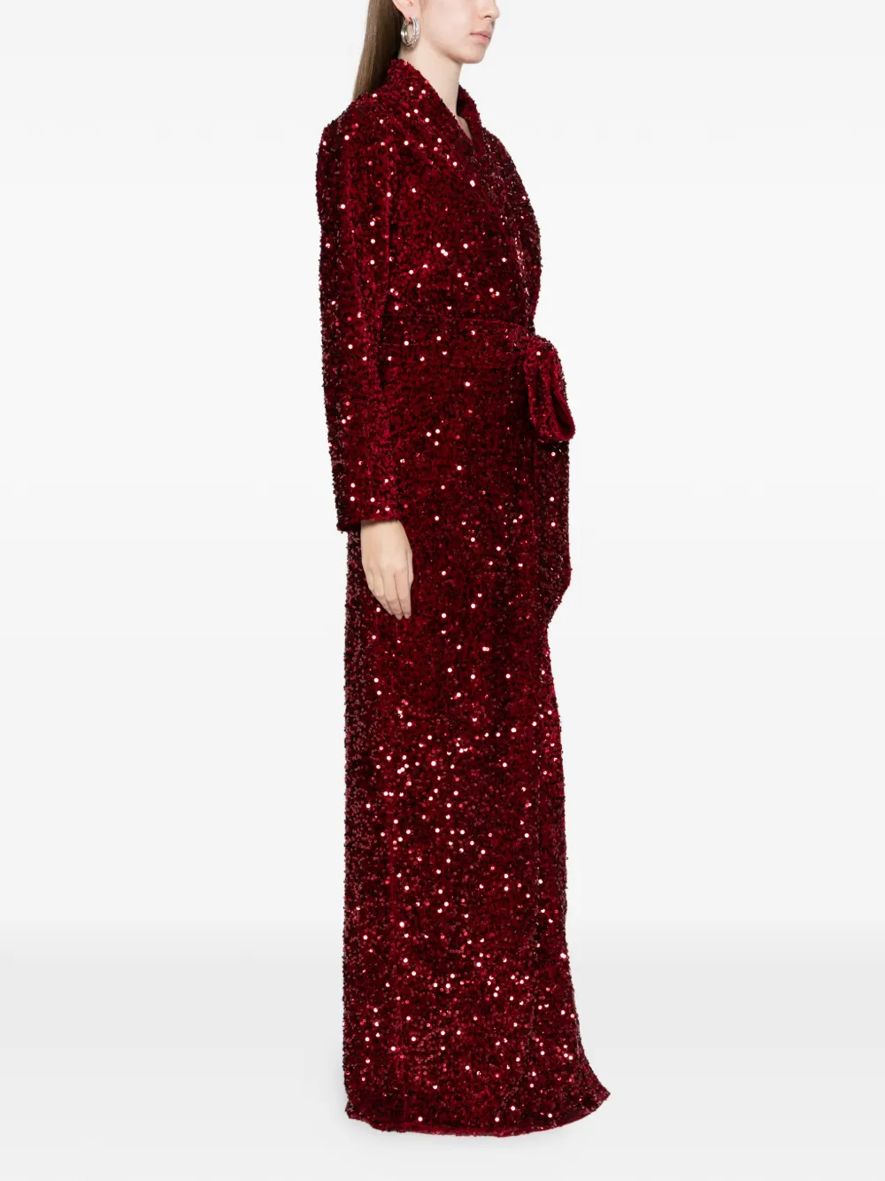 Miau By Clara Rotescu Sequin Tie Dress In Burgundy
