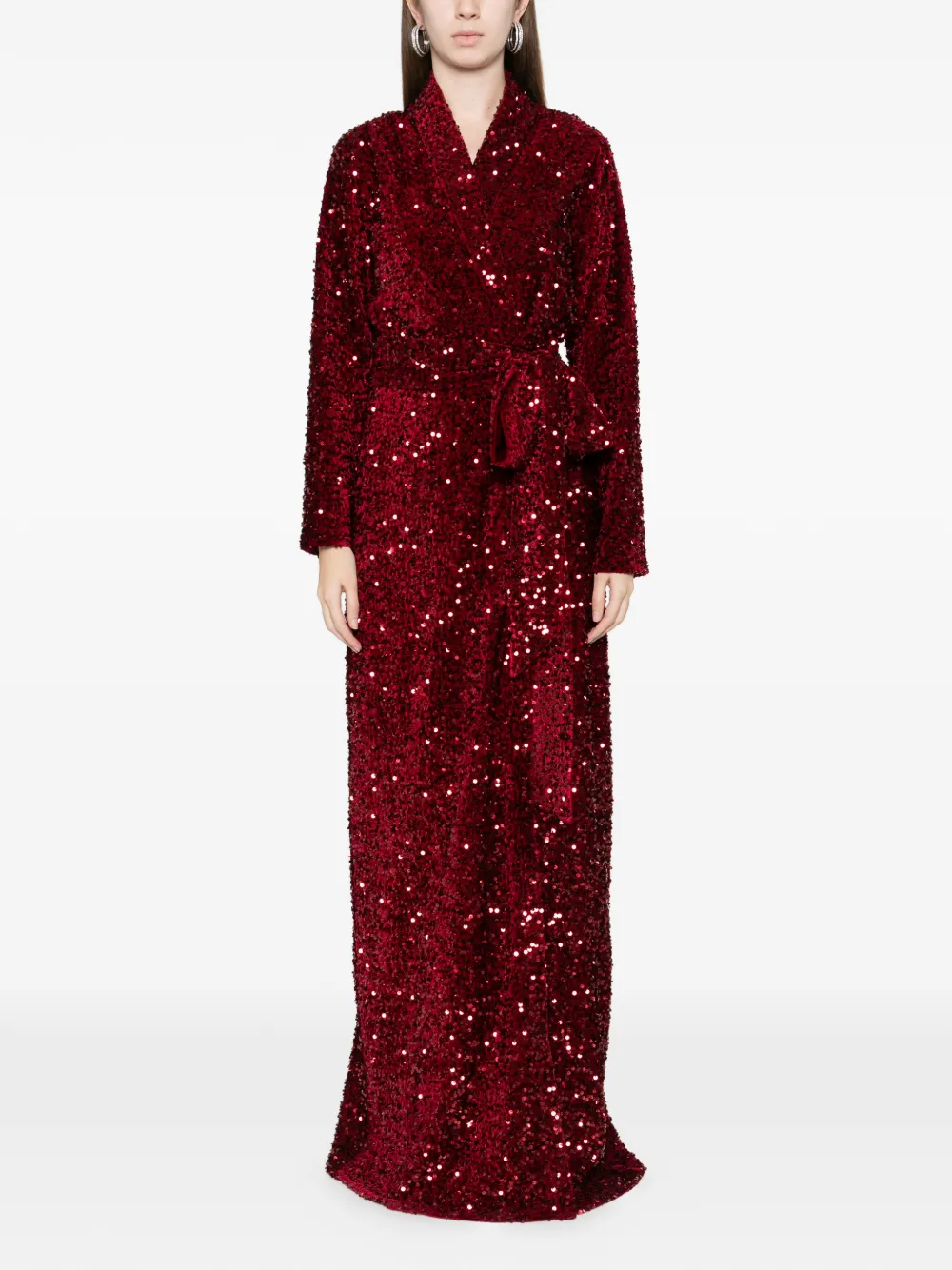 Miau By Clara Rotescu Sequin Tie Dress In Burgundy