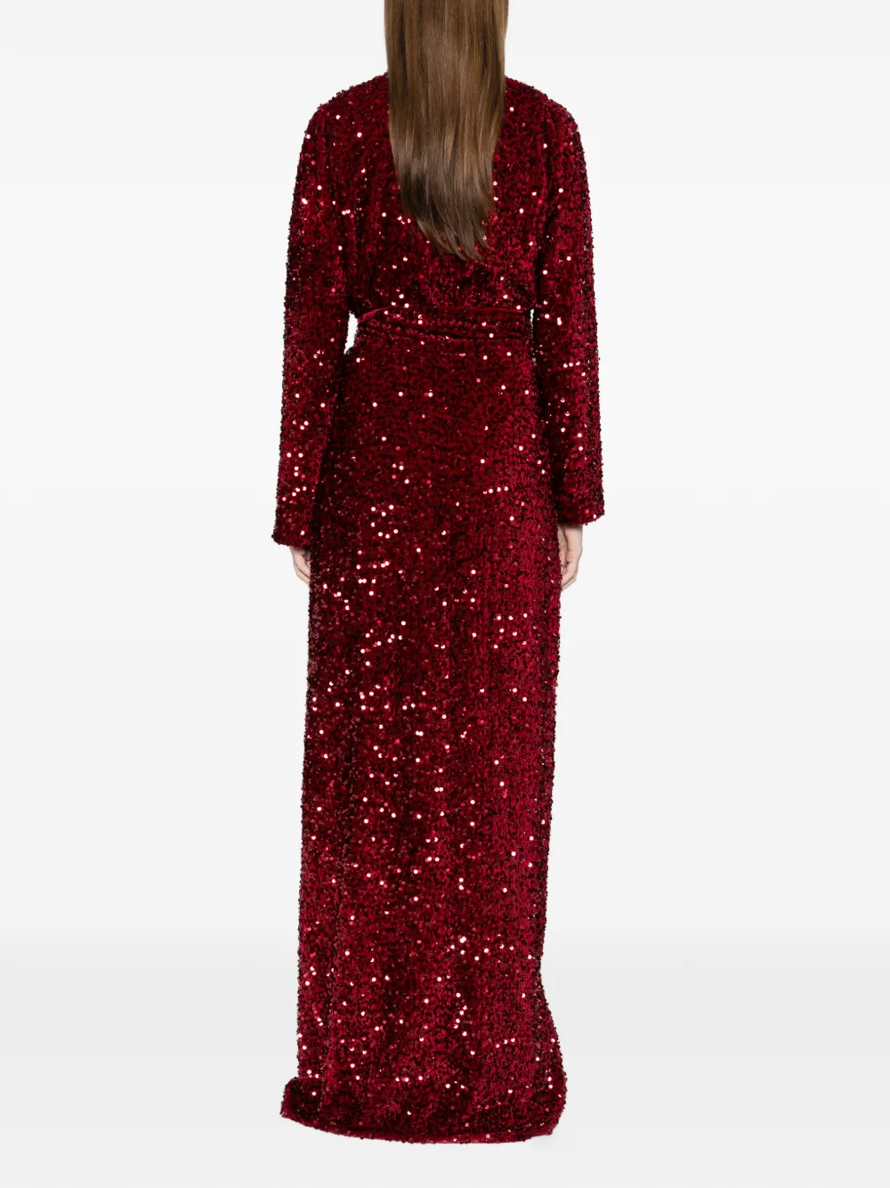 Miau By Clara Rotescu Sequin Tie Dress In Burgundy