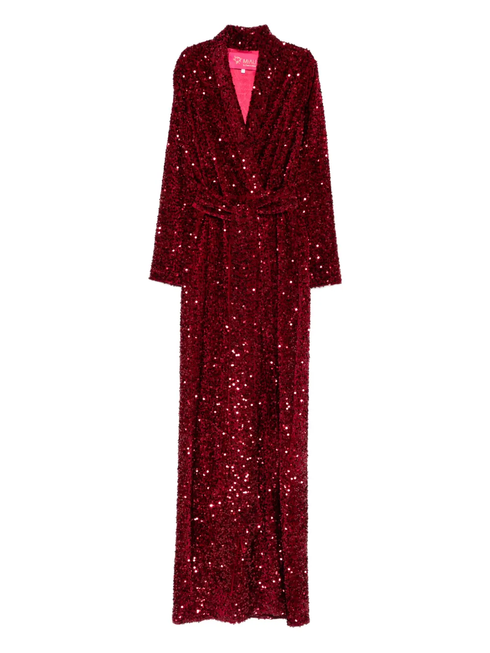 Miau By Clara Rotescu Sequin Tie Dress In Burgundy
