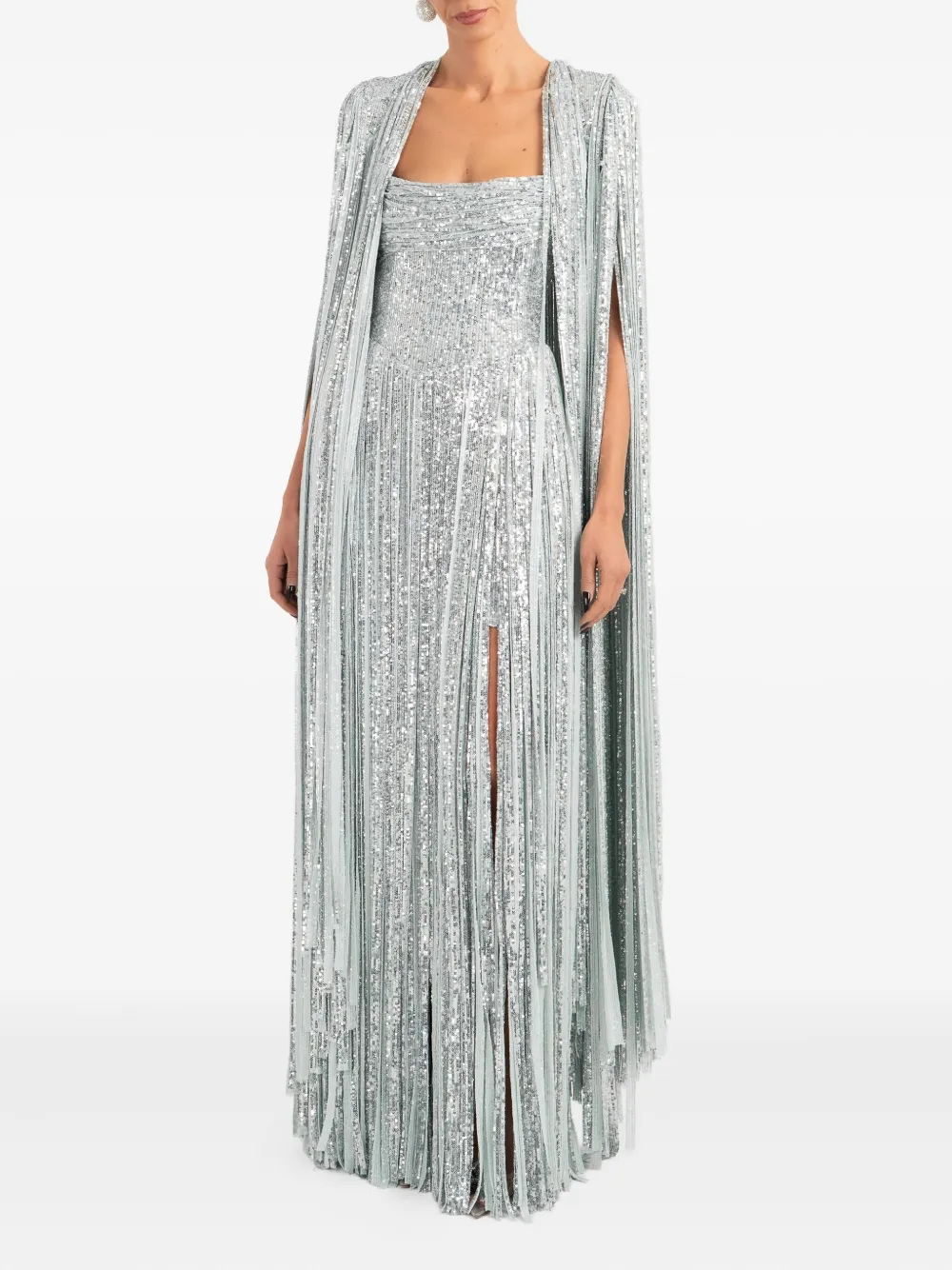 Ana Radu fringed-detailed maxi dress - Argento