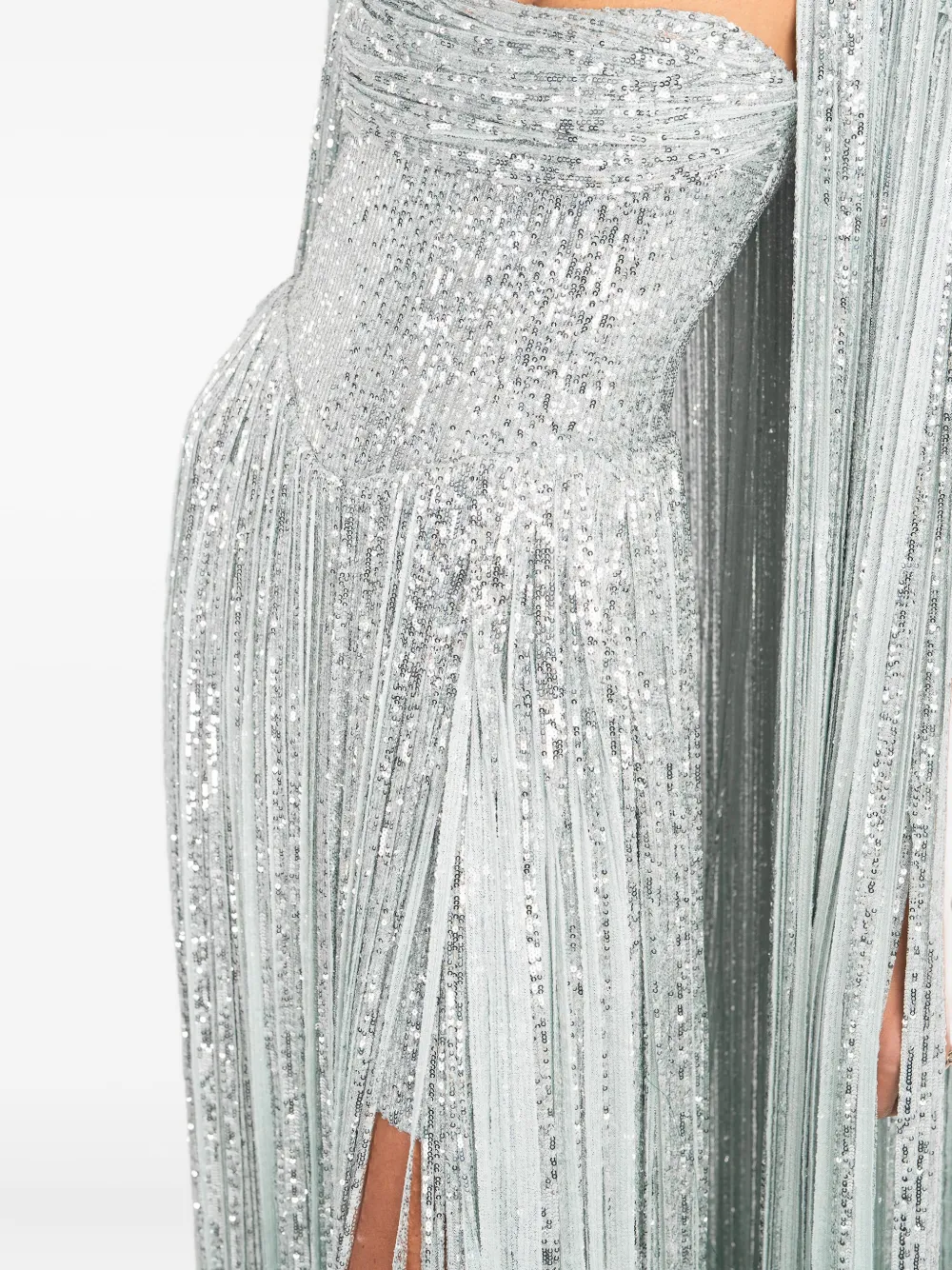 Ana Radu Maxi-jurk met franje detail Zilver