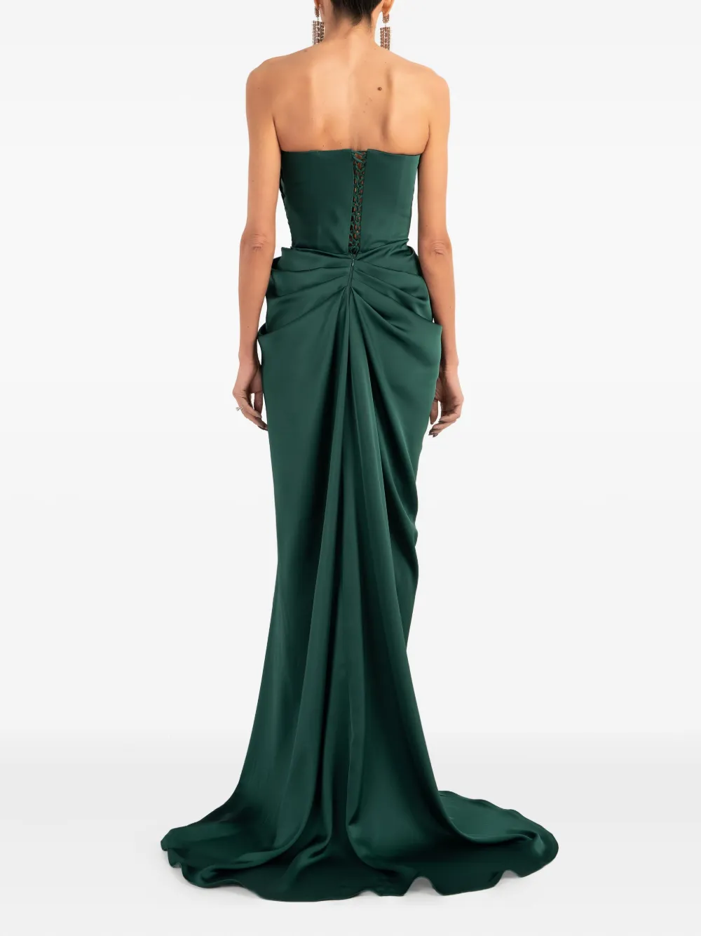 Ana Radu Strapless maxi-jurk met ruches Groen