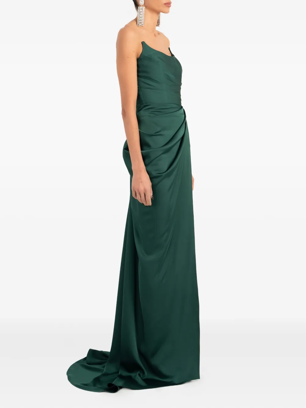 Ana Radu Strapless maxi-jurk met ruches Groen