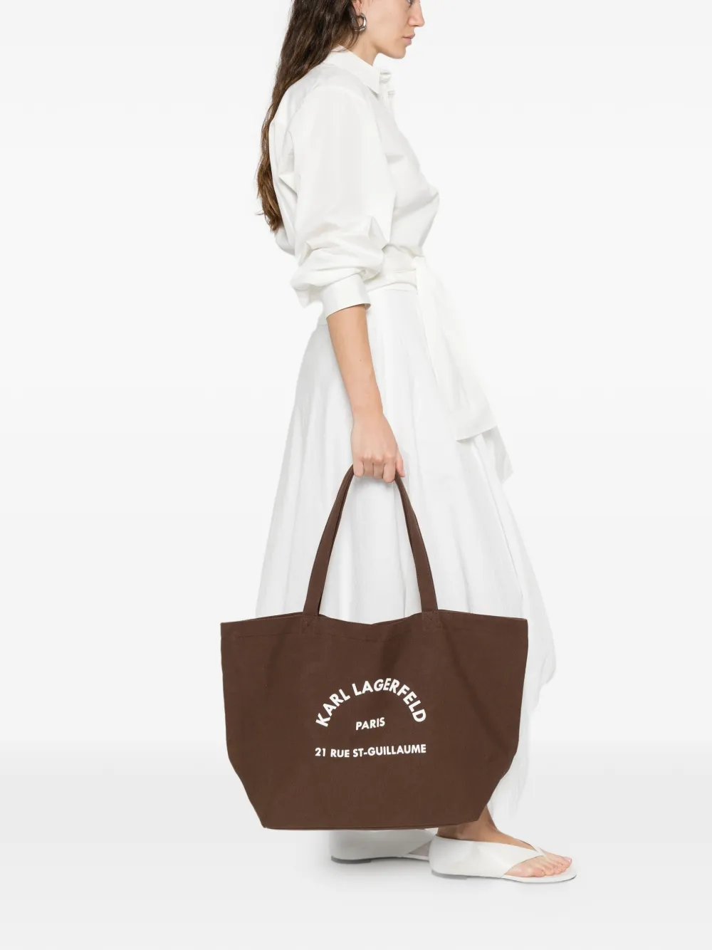 Karl Lagerfeld logo-print tote bag - Bruin