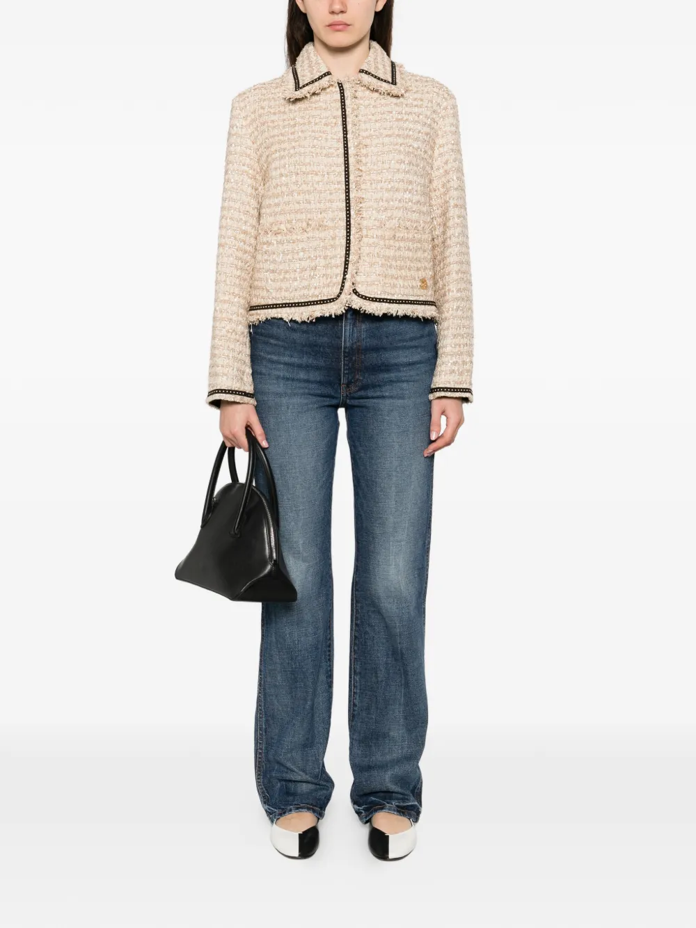  Karl Lagerfeld Frayed-trim Jacket - Neutrals 