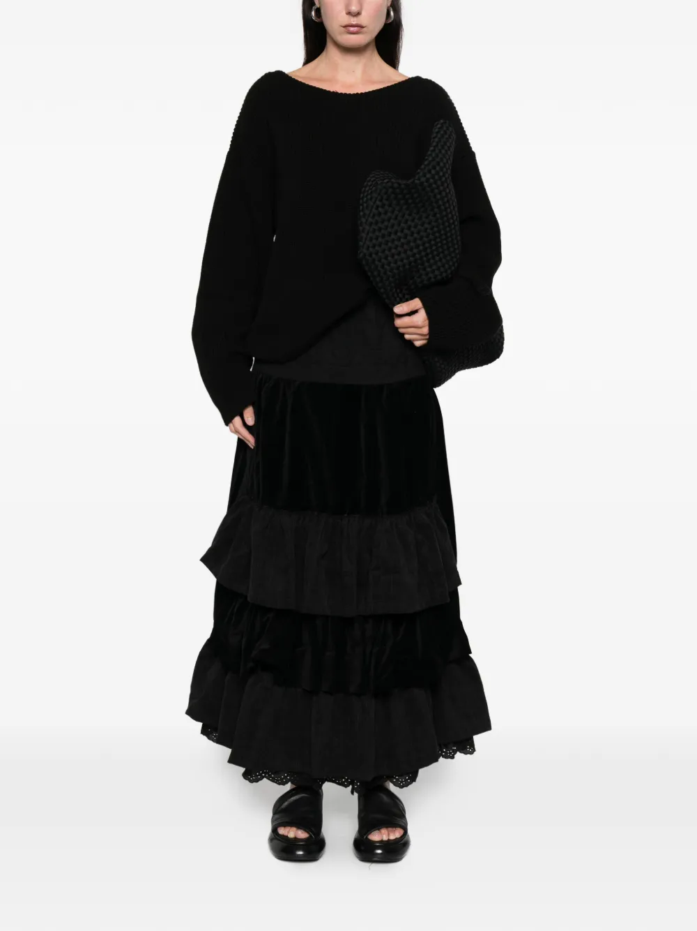 Open YY rolled waist tiered midi skirt | A-Line Skirts | Image 2