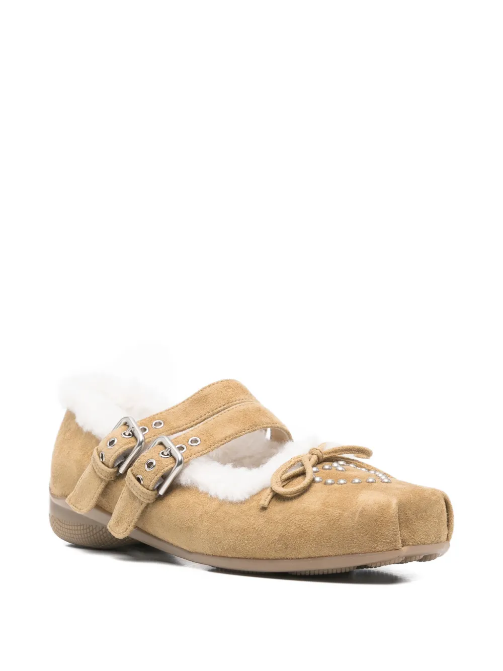 Open YY ballerines en peau lainée à détails de clous | Image 2