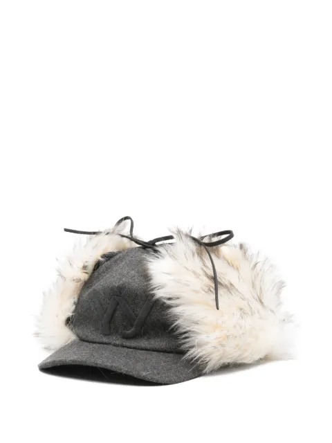 Open YY faux-fur earflap baseball cap