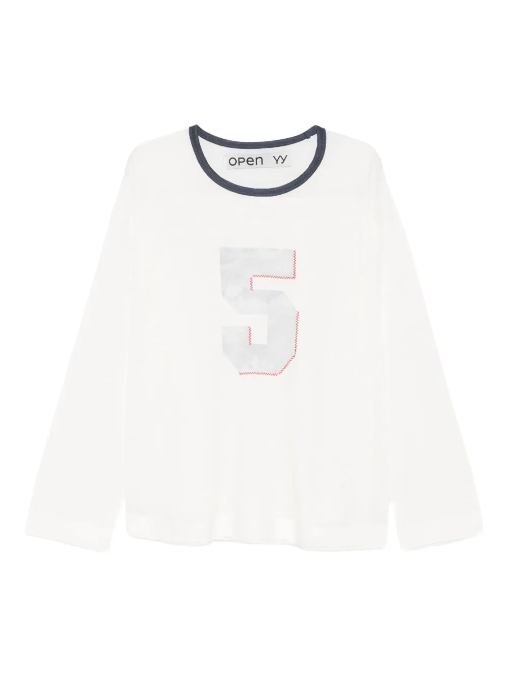 Open YY number graphic linen tee sweater | White | Image 1