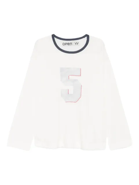 Open YY number graphic linen tee sweater