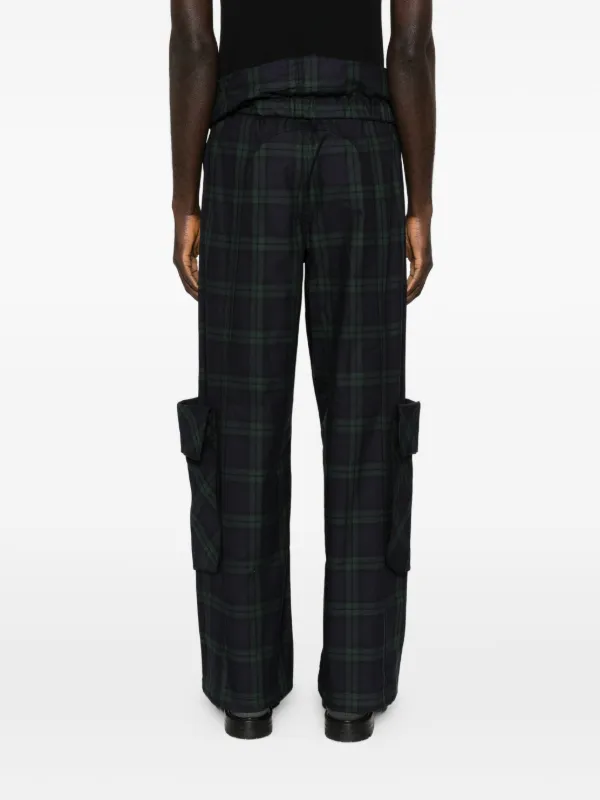 Open YY rolled-waist Tartan Cargo Pants | Green | FARFETCH JO