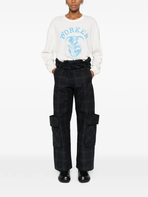 Open YY rolled-waist Tartan Cargo Pants | Green | FARFETCH JO