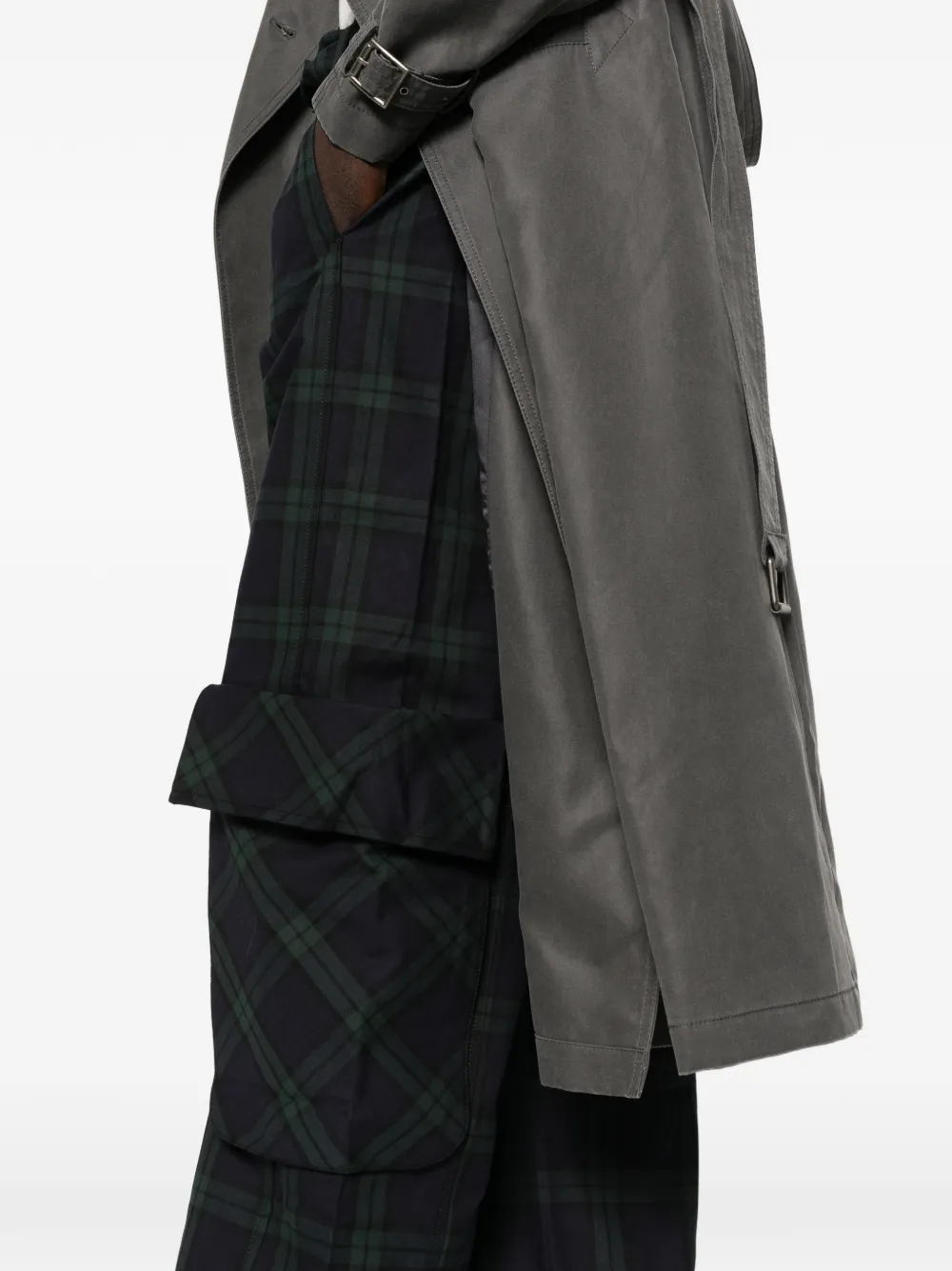 Open Yy Rolled-waist Tartan Cargo Pants In Multi