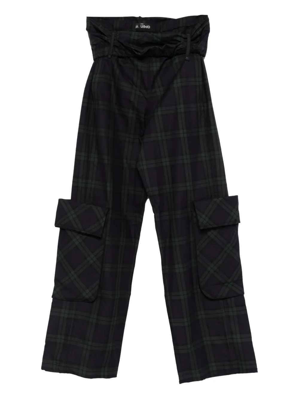 Open YY rolled-waist tartan cargo pants | Green | Image 1