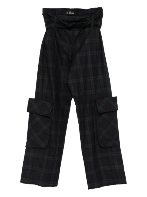 Open YY rolled-waist tartan cargo pants