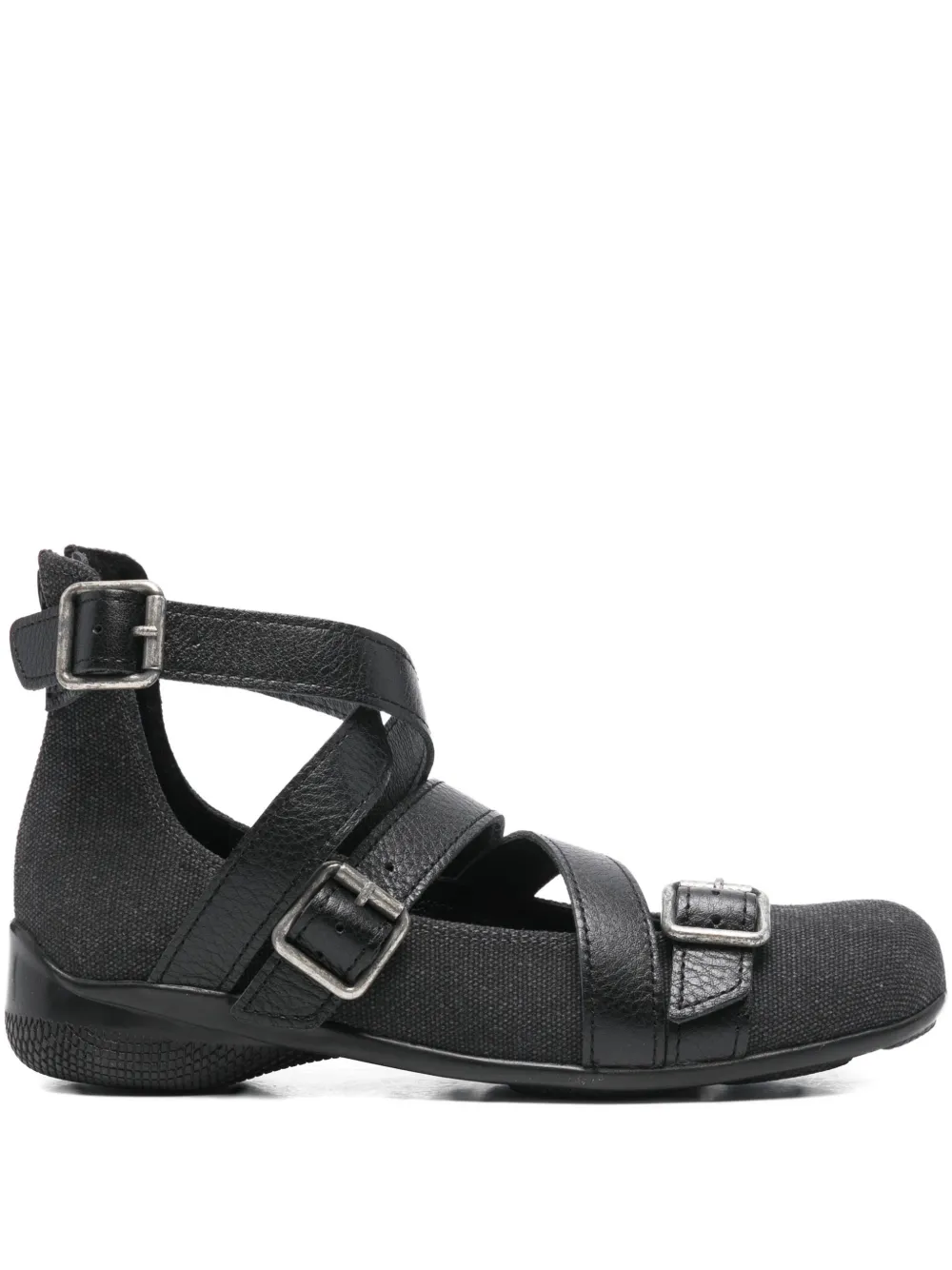 Open YY cross-band ankle ballet flats | Black | Image 1