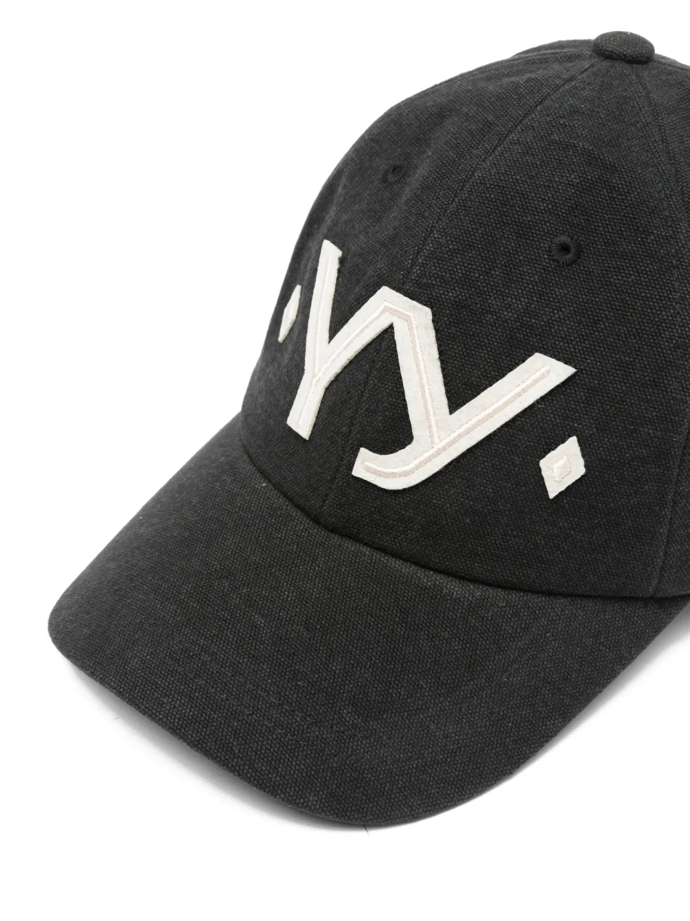 Open Yy Appliqué-detail Cotton Baseball Cap In Black