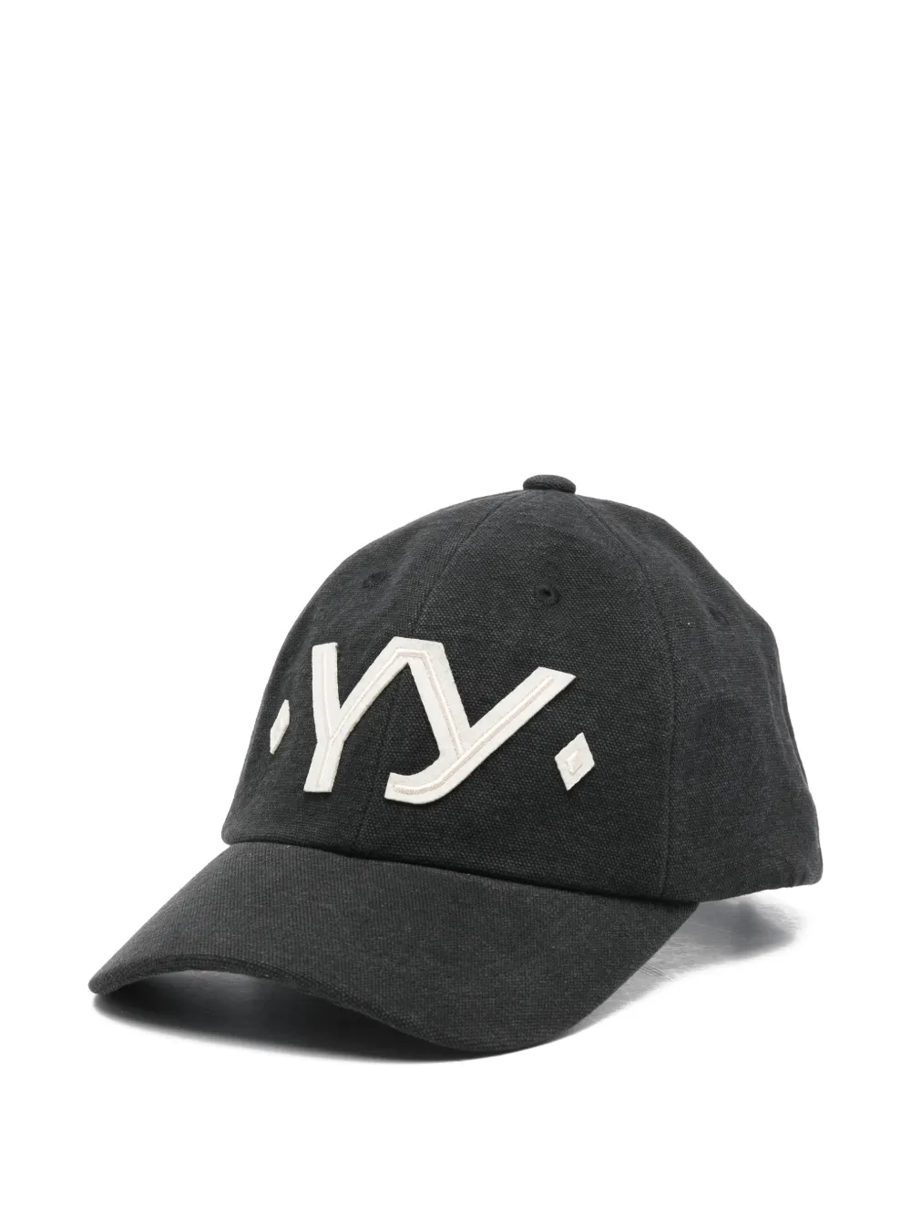 Open Yy Appliqué-detail Cotton Baseball Cap In Black