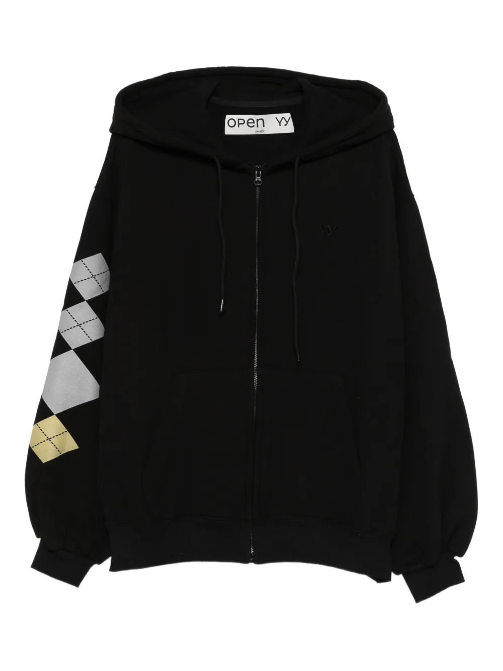 Open YY argyle-print hoodie | 블랙 | Image 1