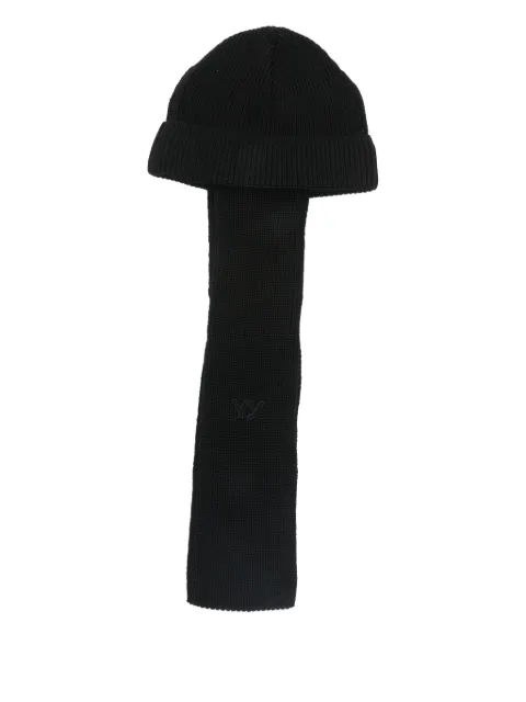 Open YY ribbed-knit scarf-tie beanie hat 