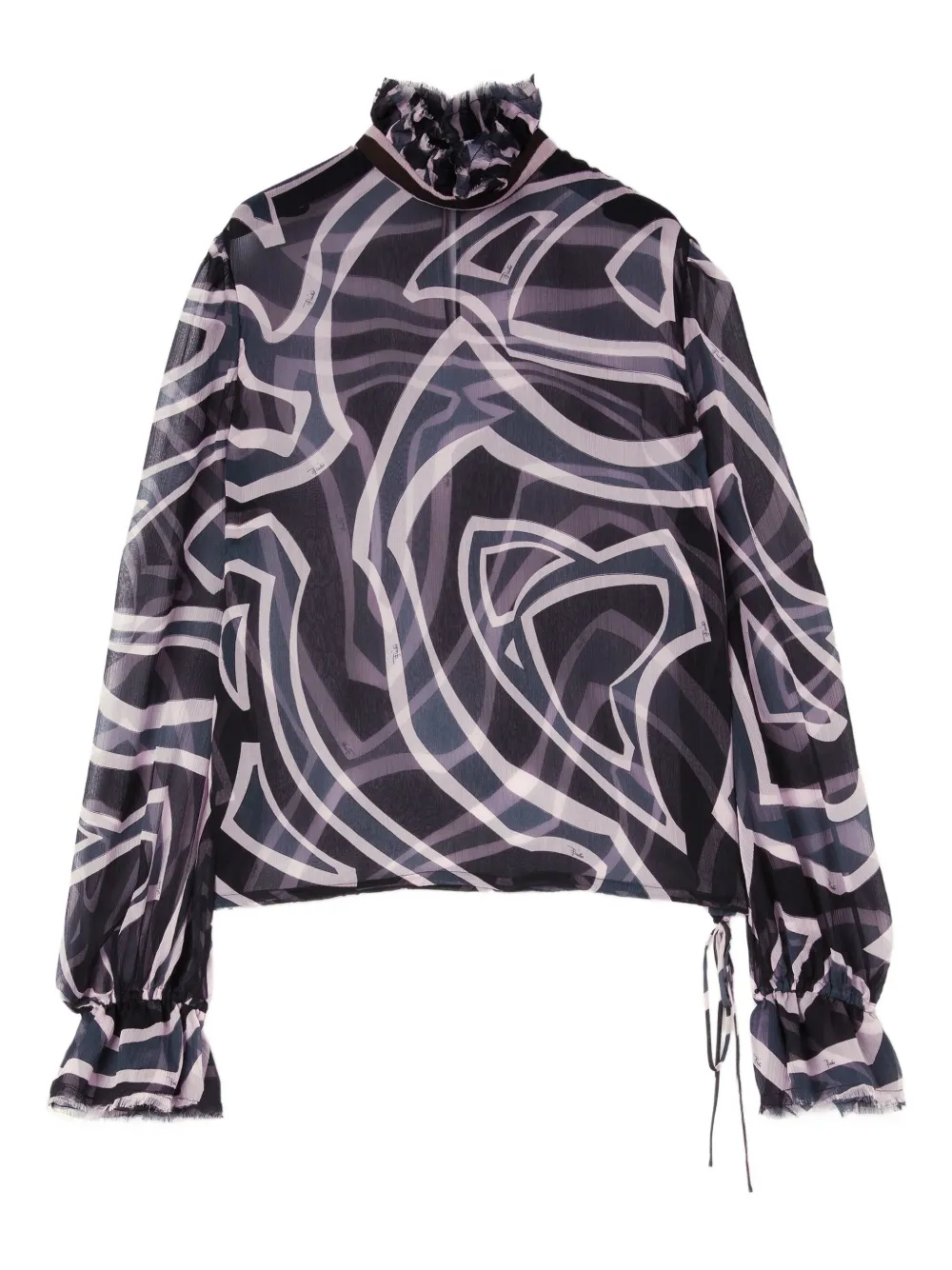 Pucci Labirinto Print Blouse With Balloon Sleeves In Black