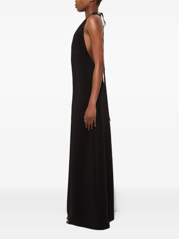 Emilio Pucci V-neck Slit Long Dress - Black