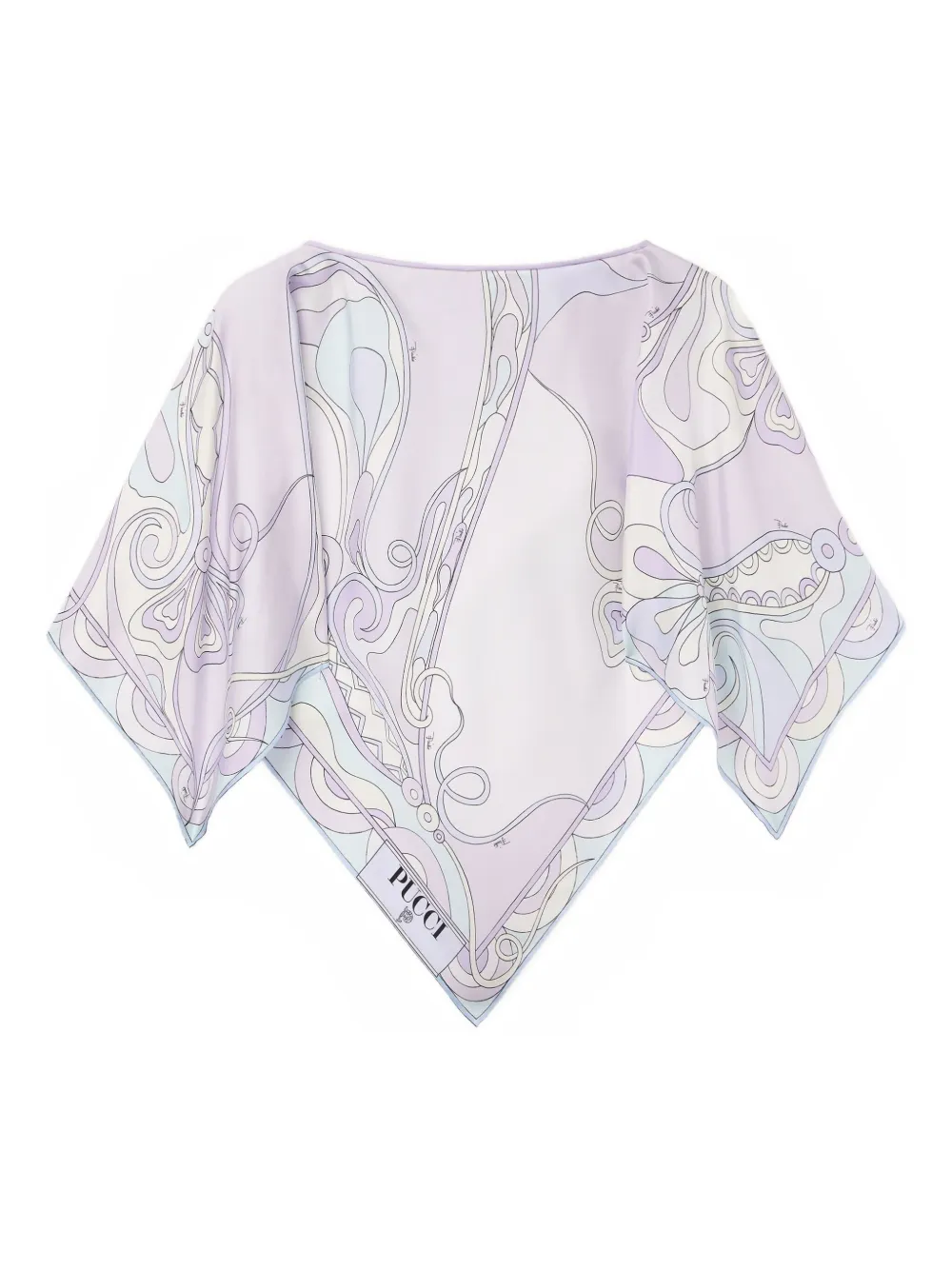 Pucci Orchidee Print Silk Cape Blouse In Multi