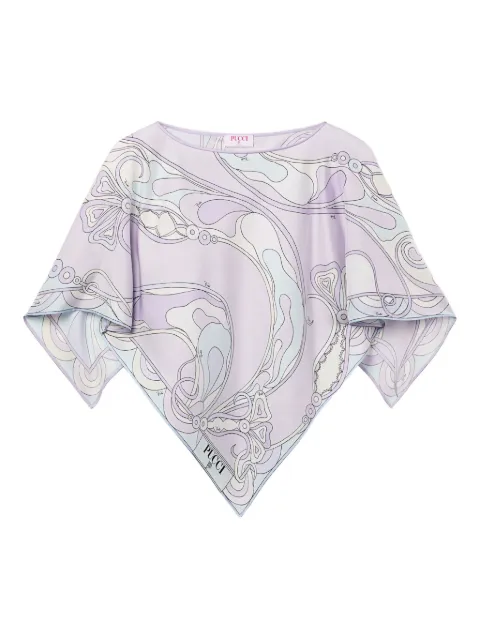 PUCCI orchidee print silk cape blouse