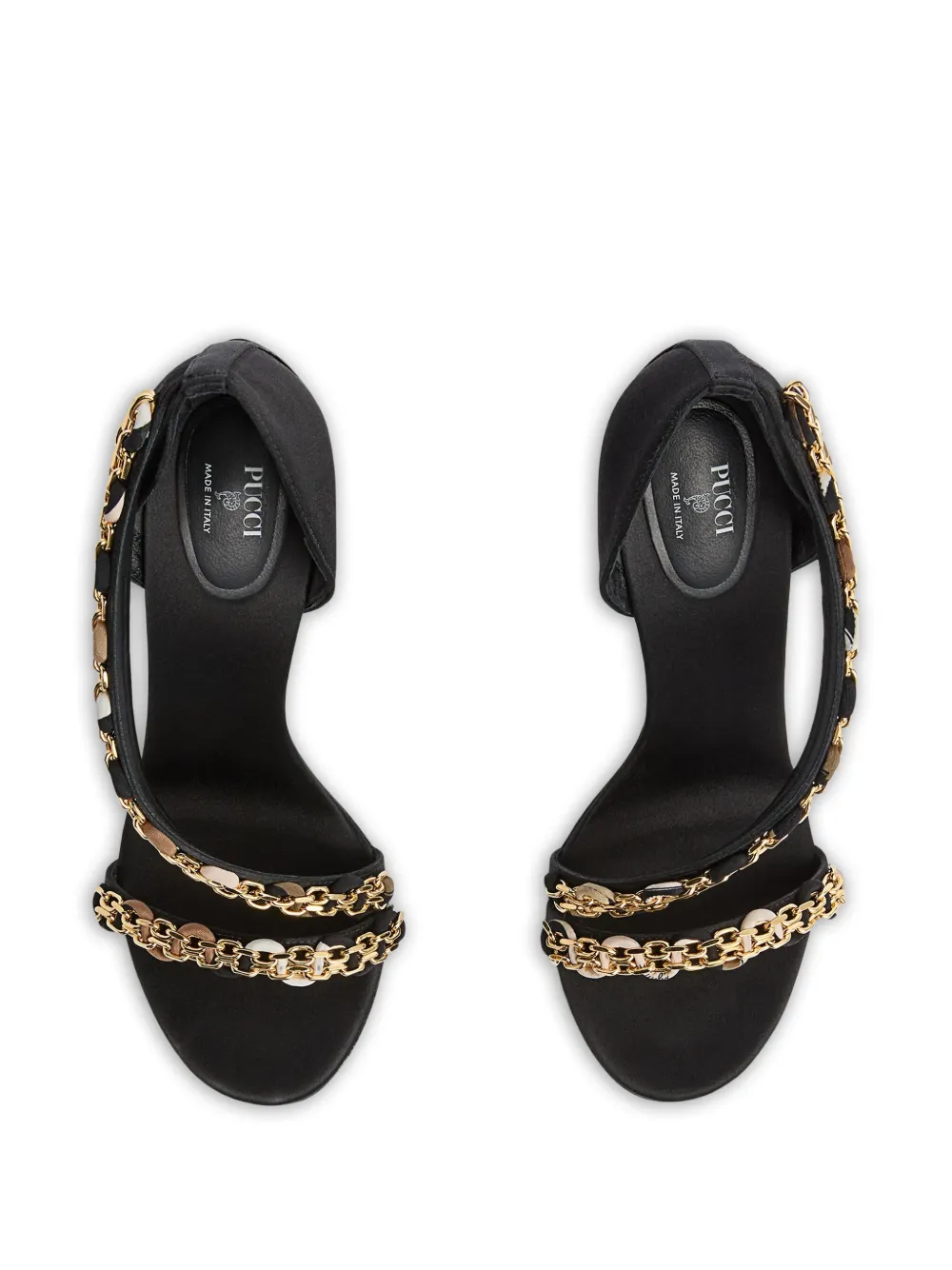  Pucci Chain Heeled Emilio Sandals - Black 