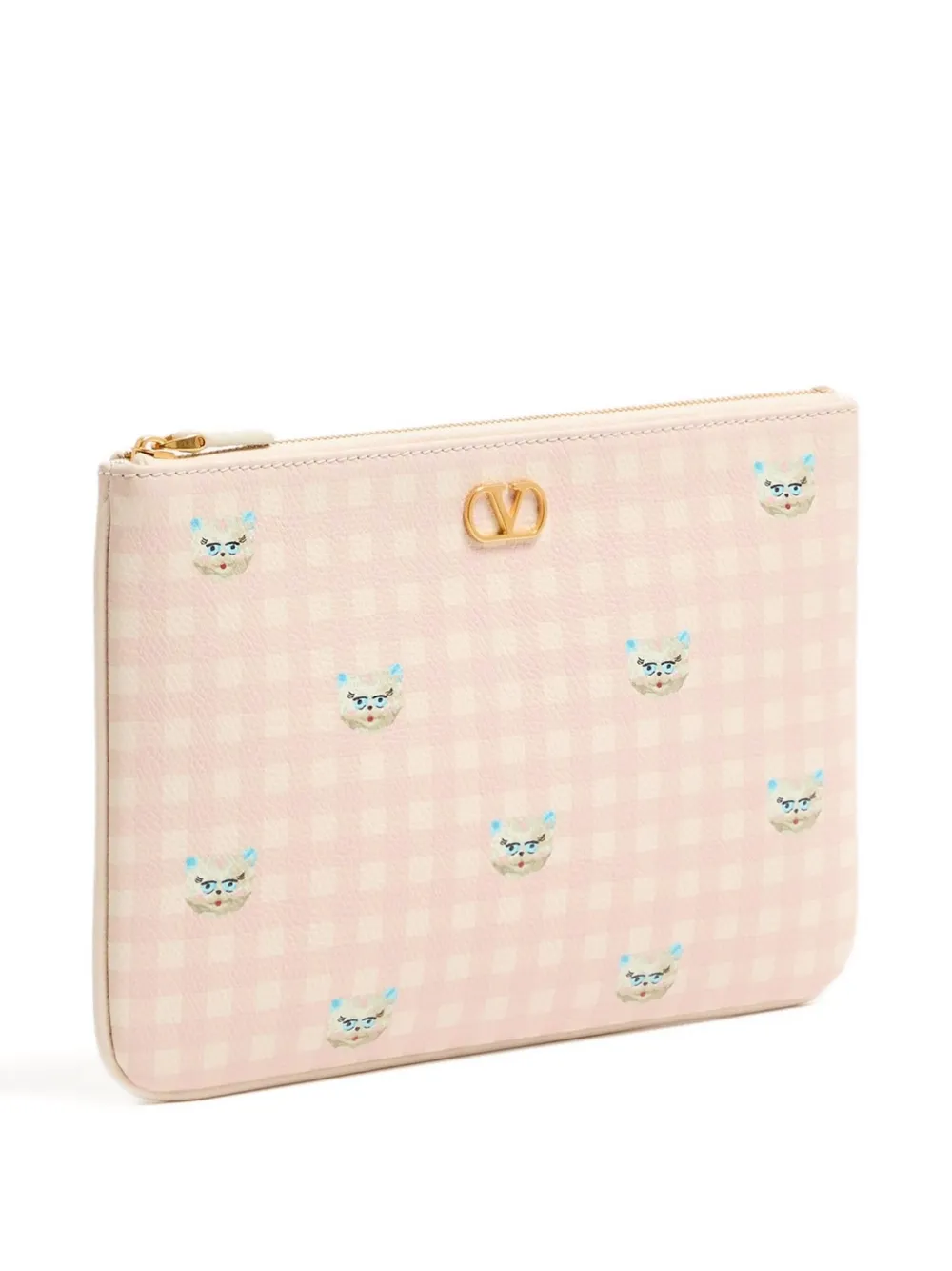 Valentino Le Chat De La Maison Print Clutch Bag In Pink