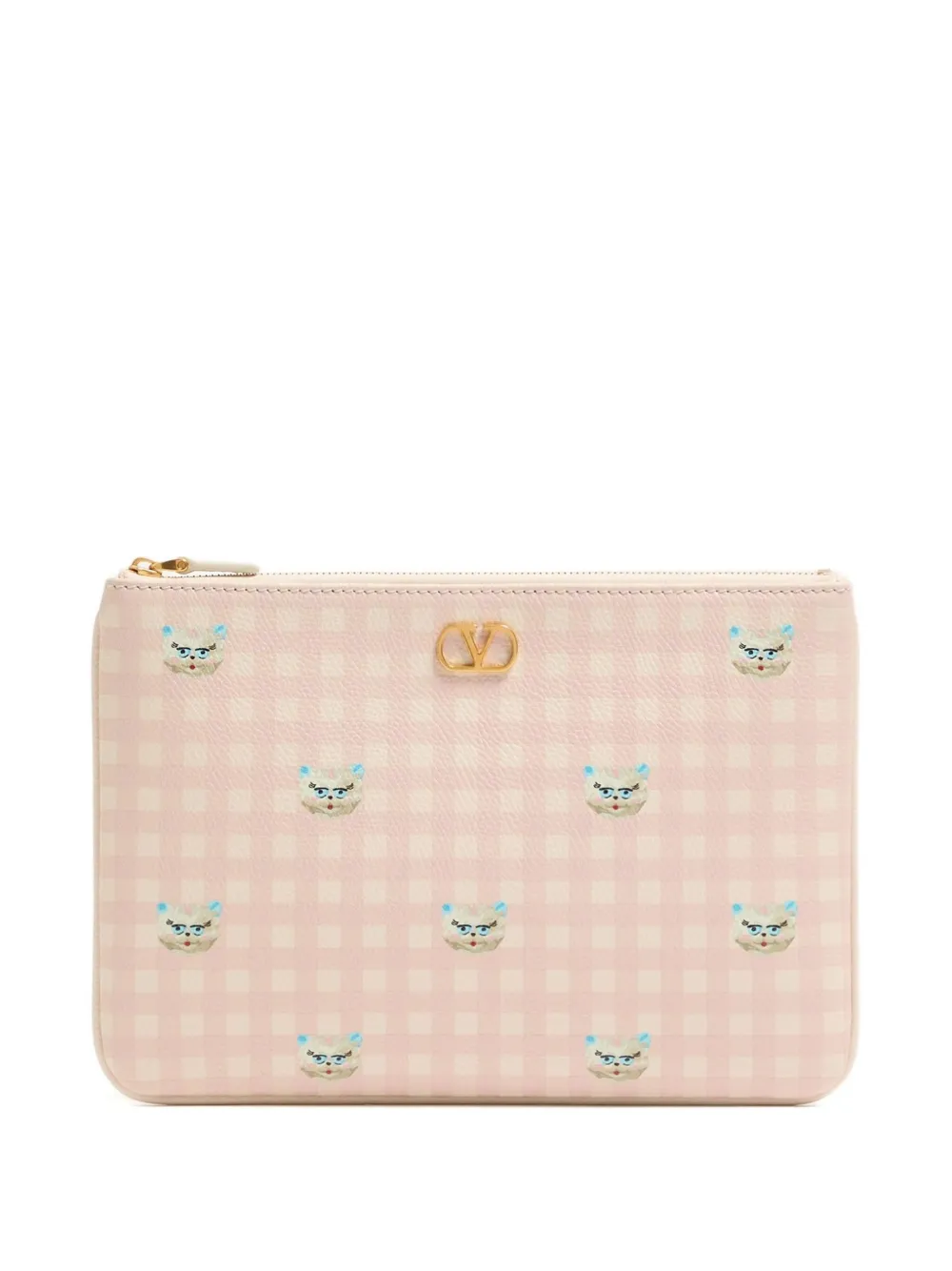 Valentino Le Chat De La Maison Print Clutch Bag In Pink