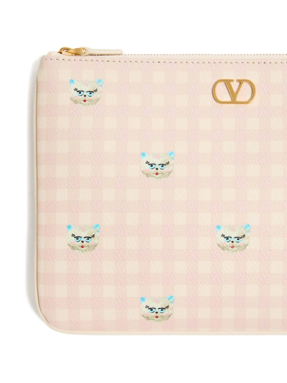 Valentino Le Chat De La Maison Print Clutch Bag In Pink
