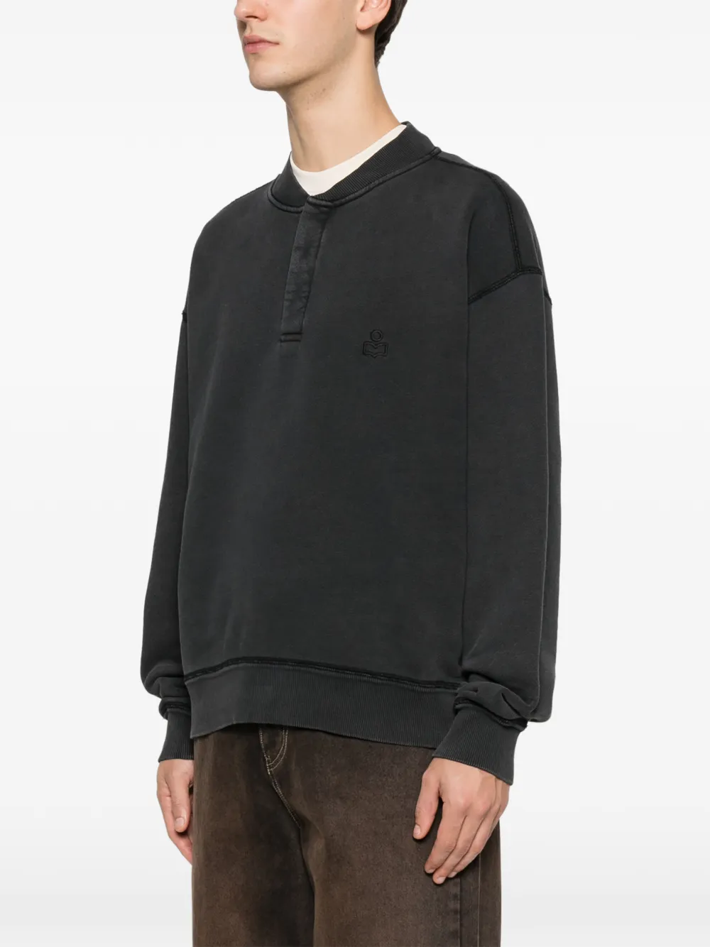  Valentino Garavani Eyewear Button Embroidered-logo Sweatshirt - Black 
