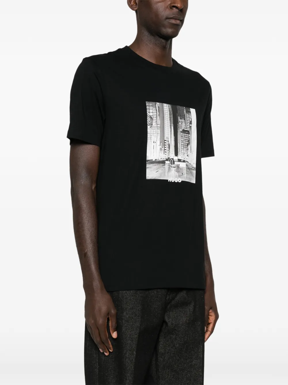 HUGO T-shirt met grafische print Zwart