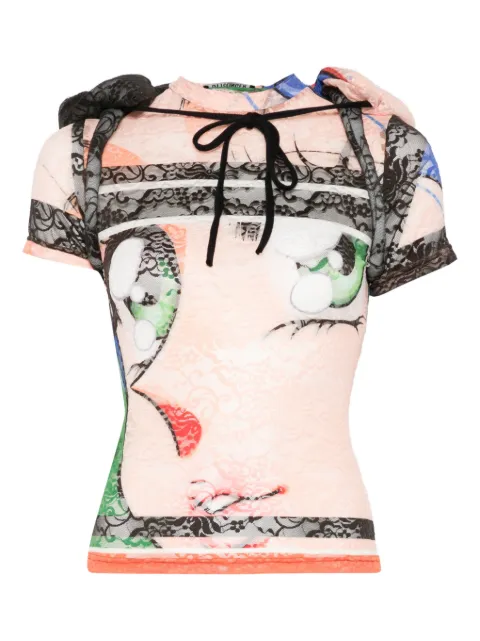 Ottolinger padded-hood lace T-shirt