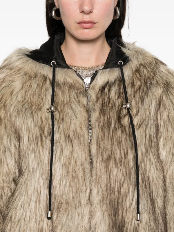 Open YY Hooded Reversible faux-fur Jacket | Neutrals | FARFETCH IE