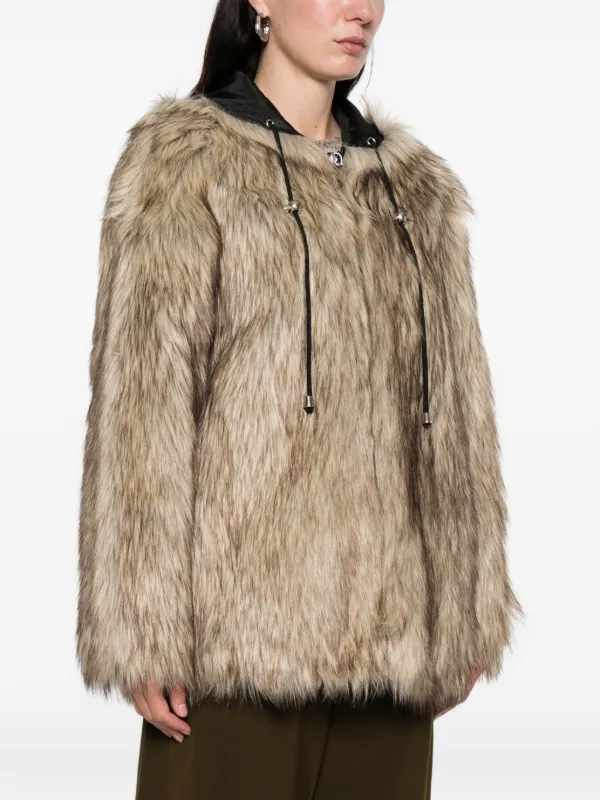 Open YY Hooded Reversible faux-fur Jacket | Neutrals | FARFETCH IE