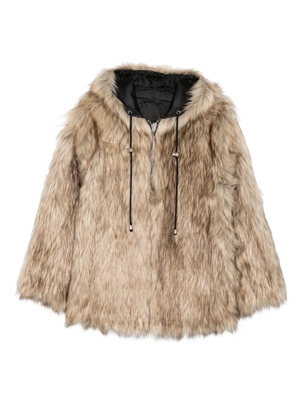 Open YY hooded reversible faux-fur jacket | Neutrals | Image 1