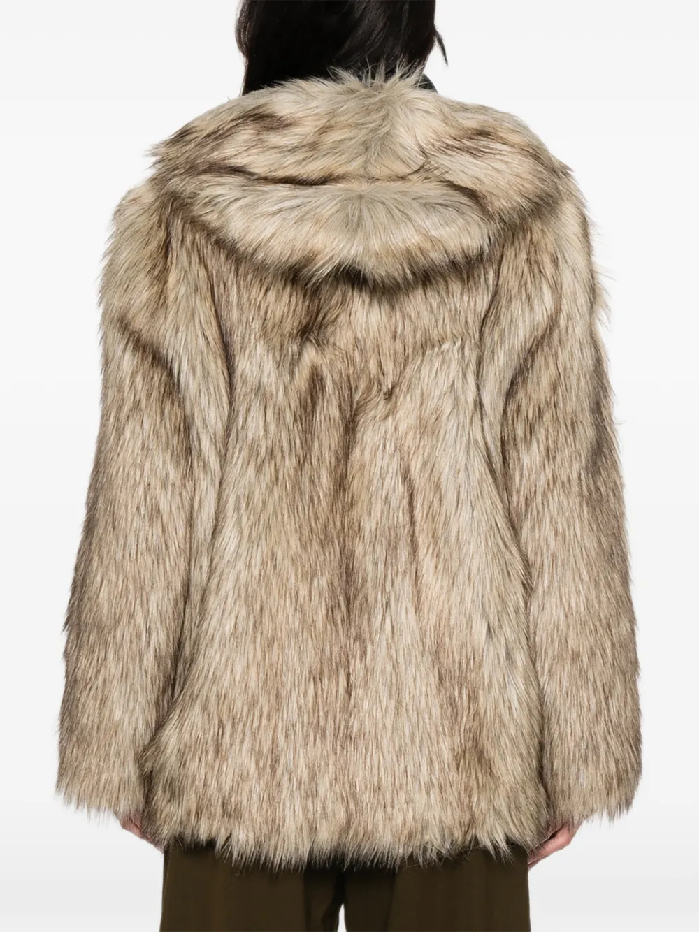 Open Yy Hooded Reversible Faux-fur Jacket In Brown