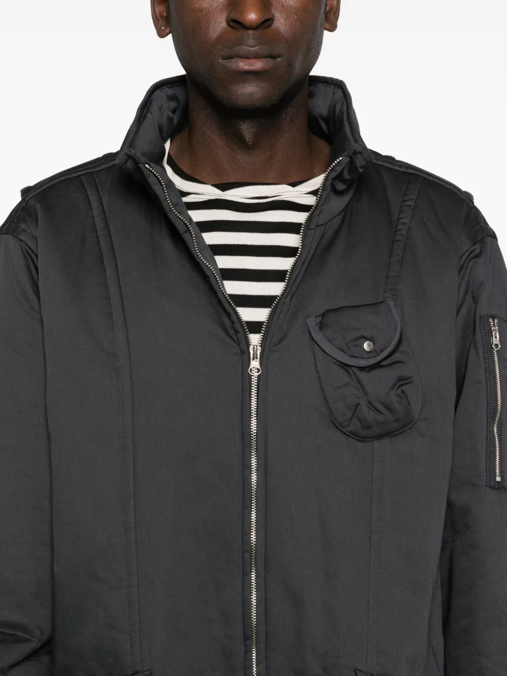 Open Yy Cargo Zip-up Oversized Coat In Blue