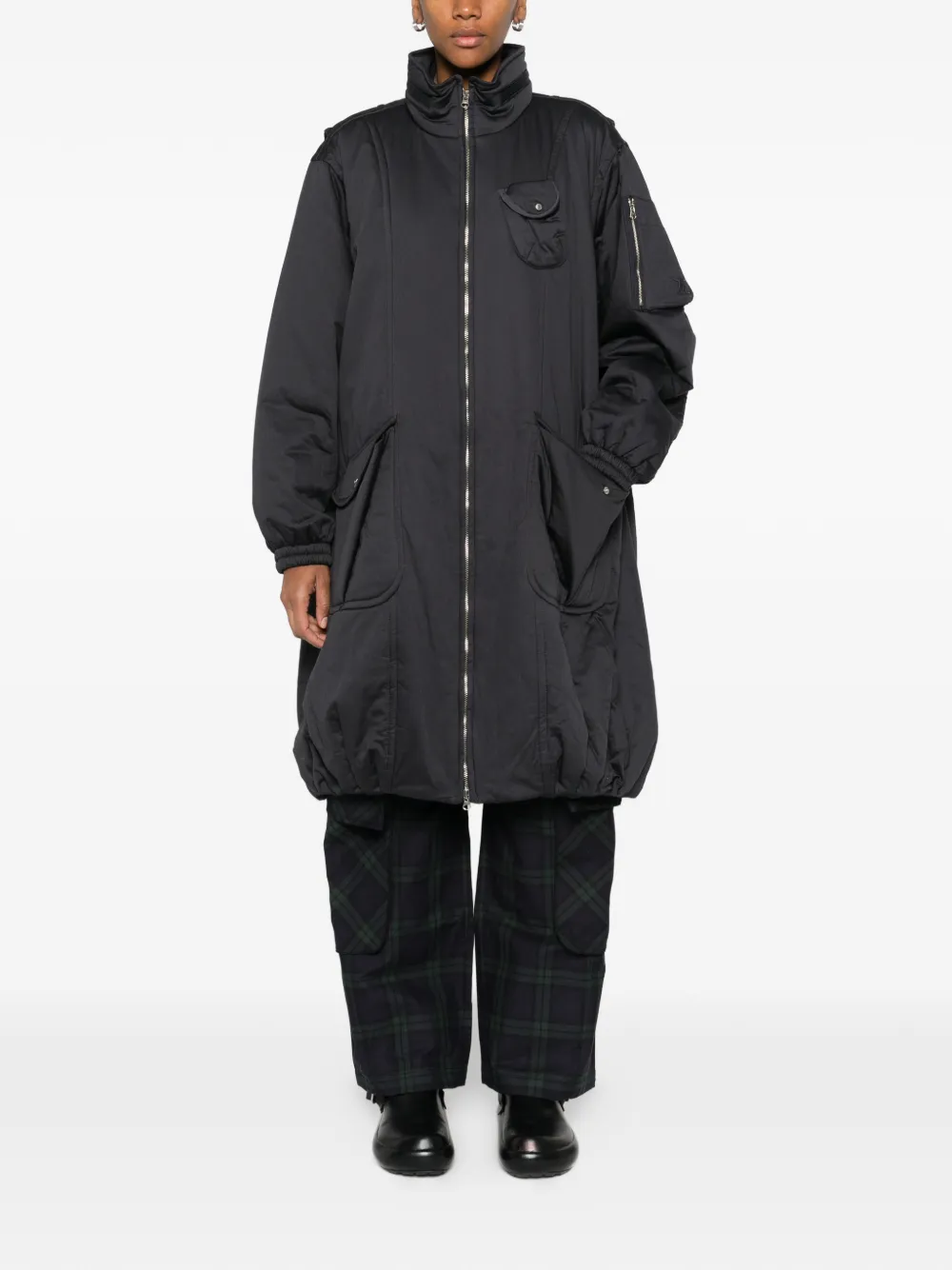  Open Yy Cargo Zip-up Oversized Coat - Blue 