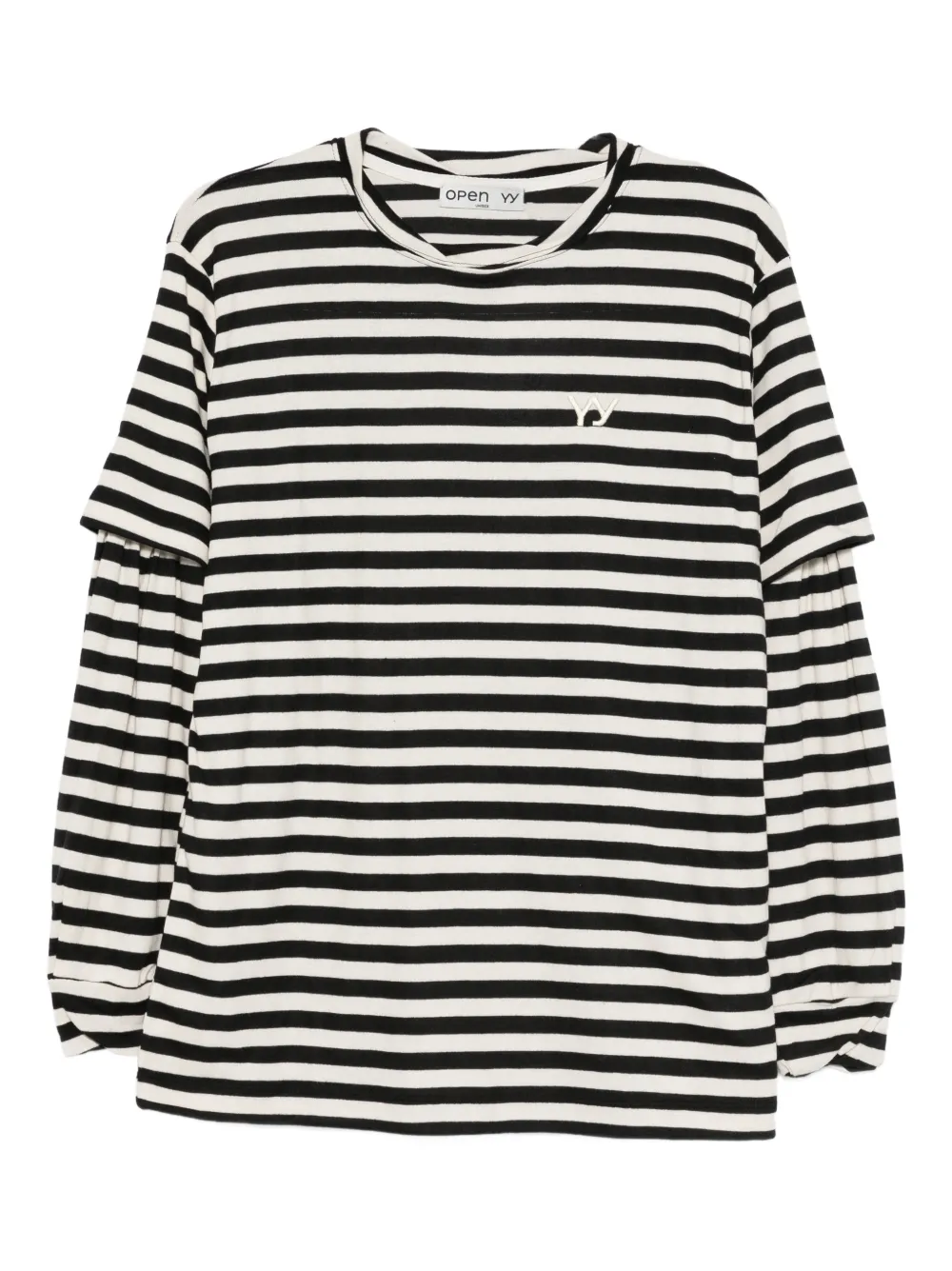 Open YY レイヤード ストライプ Tシャツ | ブラック | Image 1